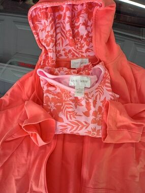 Sport Savvy Women's Coral Zip Hoodie with Floral Print Tank